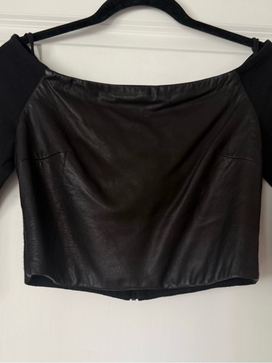 Alice + Olivia Tops - Alice + Olivia Black Leather Crop Top